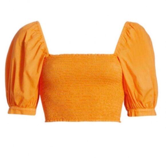 Xirena Issa Smocked Crop Top NEW in Orange Size Small - Picture 1 of 8